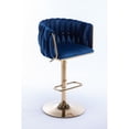 thumbnail image 5 of Set of 2 Bar Stools,with Chrome Footrest and Base Swivel Height Adjustable Mechanical Lifting Velvet + Golden Leg Simple Bar Stoo,Navy, 5 of 9