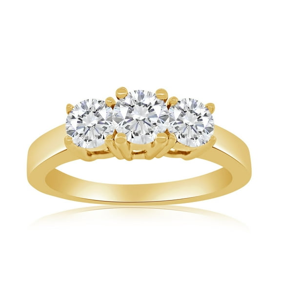 1.00ctw Diamond Three Stone Ring in 10k Yellow Gold
