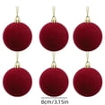 thumbnail image 3 of 6PCS Velvet Christmas Ornaments for Xmas Tree Decorations, Red Christmas Balls, Shatterproof Flocked Ball Ornaments Set for Home Wedding Holiday Gift Party Hanging Decorations, 3 of 9