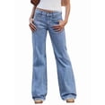 thumbnail image 2 of Women Flare Jeans High Waisted Wide Leg Baggy Jean for Women Stretch Denim Pants Light Blue L, 2 of 9
