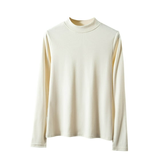 Darzheoy Womens Tops Trendy Casual Pullover Long Sleeve Loose Sweatshirts Solid Color Plush Versatile Round Neck Hoodless Fall Winter Thermal Blouses