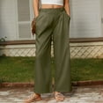 thumbnail image 4 of ZHYou Womens Pants,Baggy,High Waist,Pleated,Wide Leg Trousers,Button Closure,Loose Fit Casual Pants,Army Green,Size XL, 4 of 9