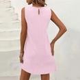 thumbnail image 4 of Rutainlusire Womens Summer Dresses Women's Summer Solid Color Sleeveless Ruched Round Neck Loose Waist Dress Pink M, 4 of 6