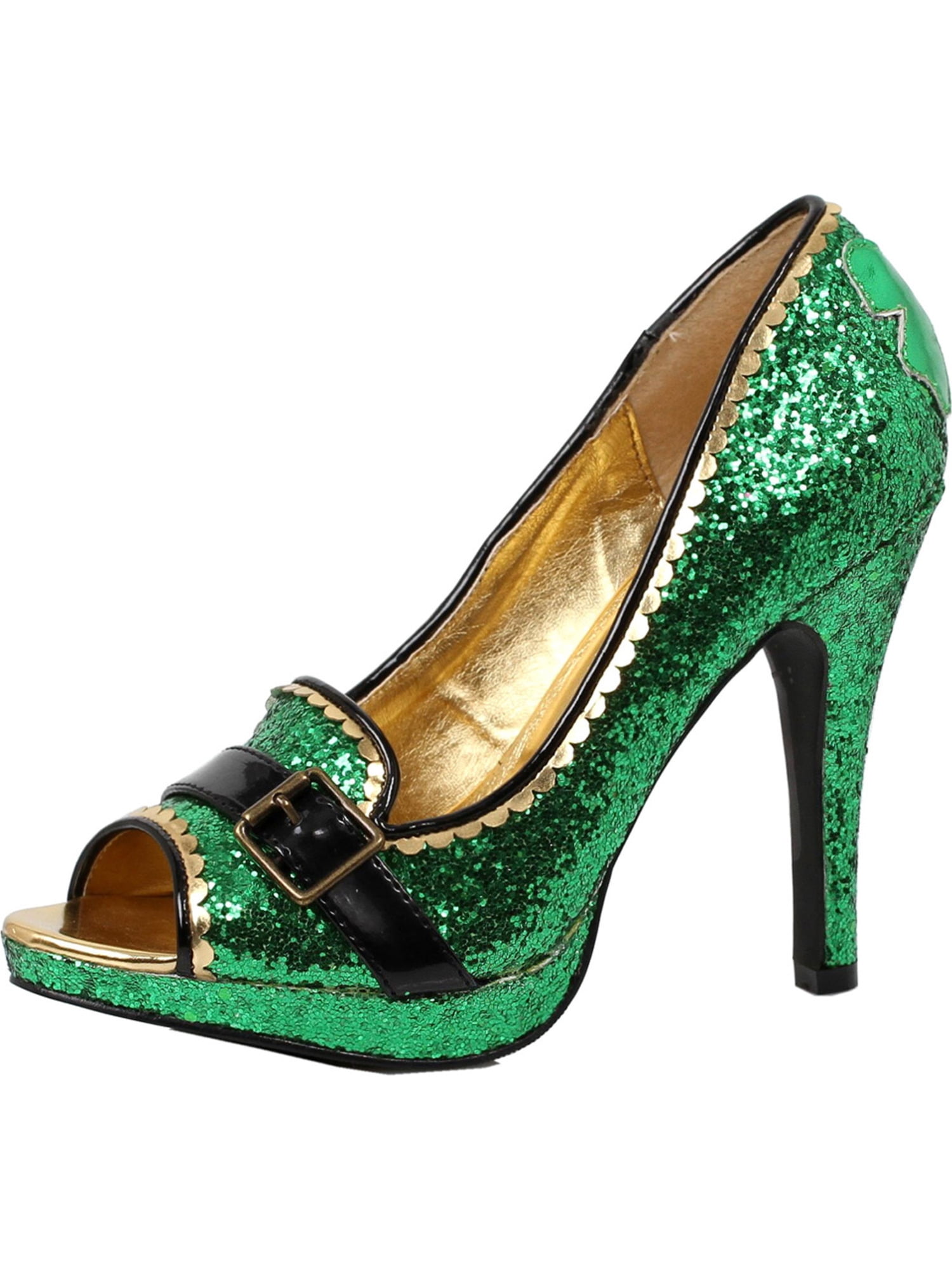 green glitter high heels