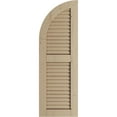 thumbnail image 2 of Ekena Millwork 15"W x 82"H (67" Low Side) Timberthane Knotty Pine Two Equal Louver w/Quarter Round Arch Top Faux Wood Shutters (Per Pair), Primed Tan, 2 of 6