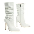thumbnail image 7 of UngA Platform Boots Women's Leather Basketweave Texture Tall Boots White,7.5, 7 of 7
