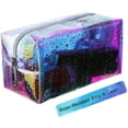 thumbnail image 3 of 1Pack Clear Iridescent Holographic Makeup Bag, Glitter Travel Cosmetic Pouches Toiletry Bag ,with Zipper Toiletry Organizer Case for Purse ,Beach ,Gift, 3 of 8
