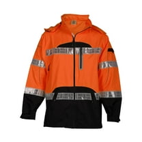 Rain Jacket, Reflective Piping, Polyester, Class 3 R, Orange, S