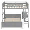 thumbnail image 4 of Full Over Full Bunk Bed with Desk, Gray, 4 of 9