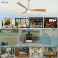 thumbnail image 2 of 42-Inch Waterproof Ceiling Fan with Light - Plug-in Hanging Fan Remote & App Control, 3CCT LED for Gazebo & Patio, Burlywood Blades, 2 of 8