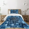 thumbnail image 3 of Ambesonne Abstract Quilted Bedspread Set 2 Pcs, Digital Geometric Cubes, Twin Size, Blue, 3 of 6