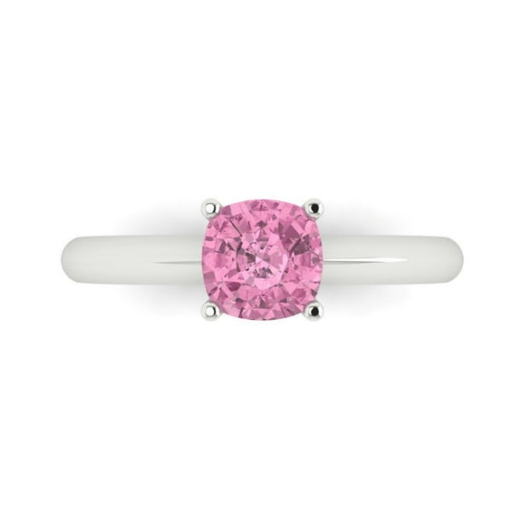 Solitaire Engagement Ring for Women - 1ct Simulated Pink Diamond in 18K White Gold Promise Ring