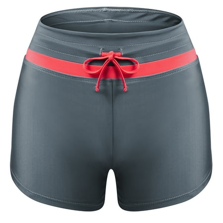 Women s Swim Boardshorts Beach Pant Bikini Bottom Yoga Running Shorts  Gray&Red  M