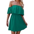 thumbnail image 1 of Vestido de Tubo Ticfox con Hombros Descubiertos Mujer Verano elegante XL Lago Azul, 1 of 8