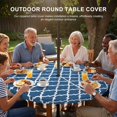 thumbnail image 3 of Round Outdoor Tablecloth with Umbrella Hole and Zipper, Blue Moroccon Tablecloth with Elastic Waterproof, Middle Century Minimalist Rustic Geometric Patio Table Covers for 55" - 60" Pool Tables, 3 of 9