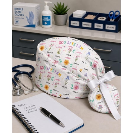 Christian Scrub Cap God Says I Am, Faith Based Nurse Cap, Bible Verse Surgical Hat, Inspirational Medical Scrub Hat, Religious Gift