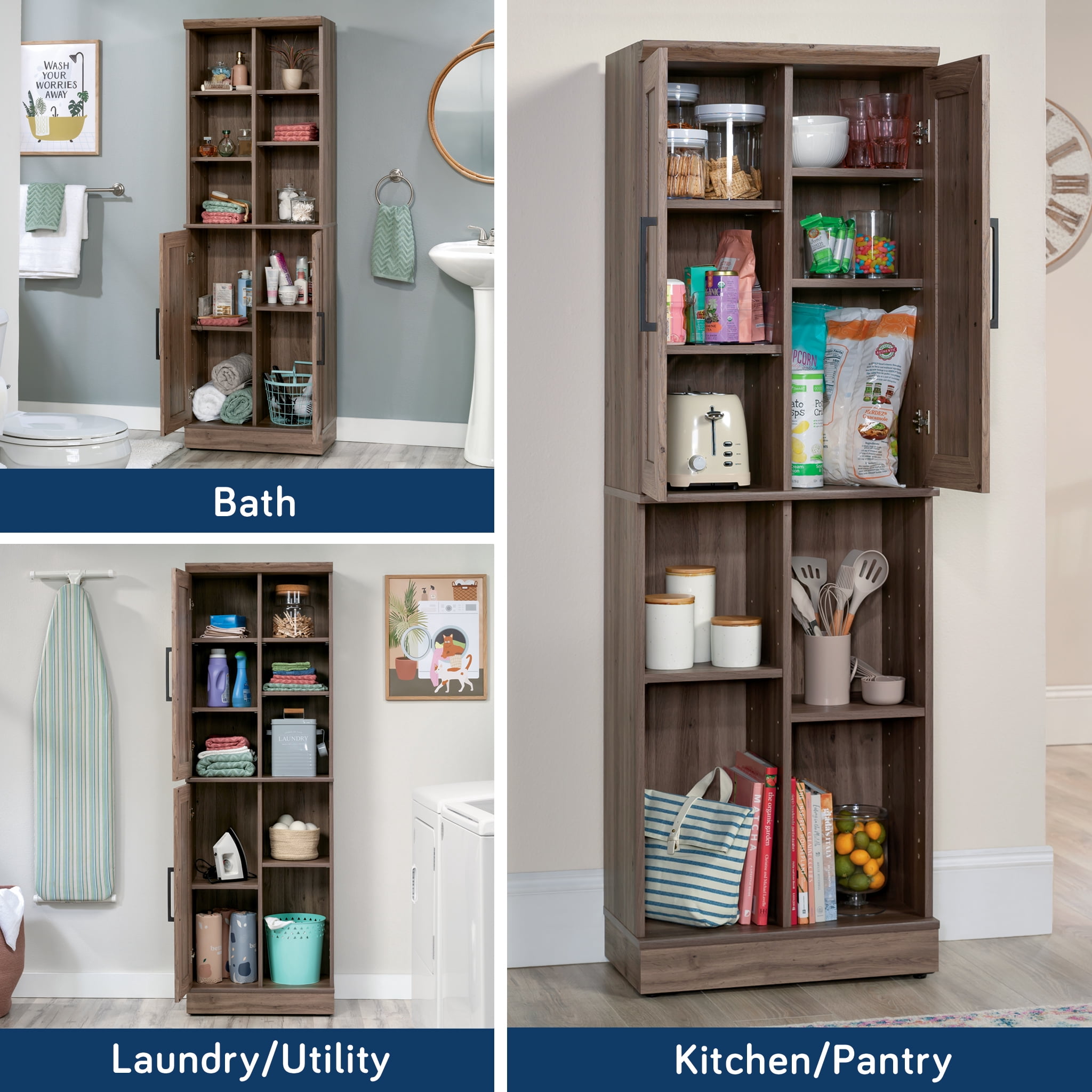 Sauder Homeplus Engineered Wood Storage Cabinet in Salt Oak Finish