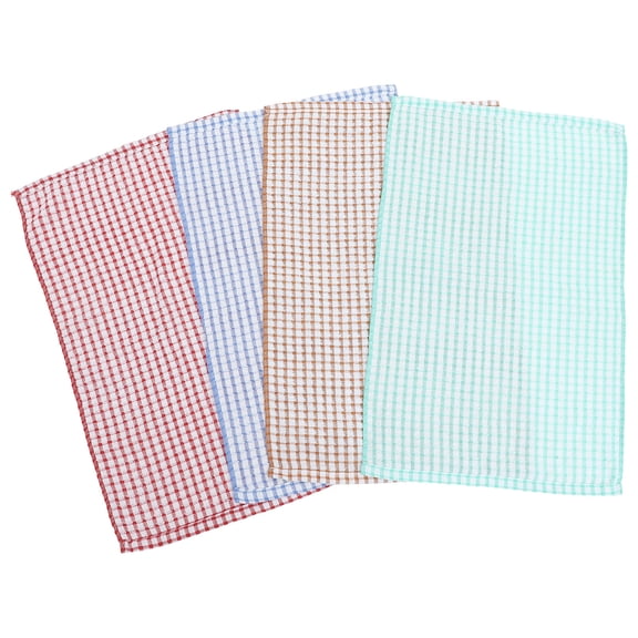 OUNONA 4-Pack Soft Cotton Kitchen Dish Rags Highly Absorbent for Water and Oil Cleaning