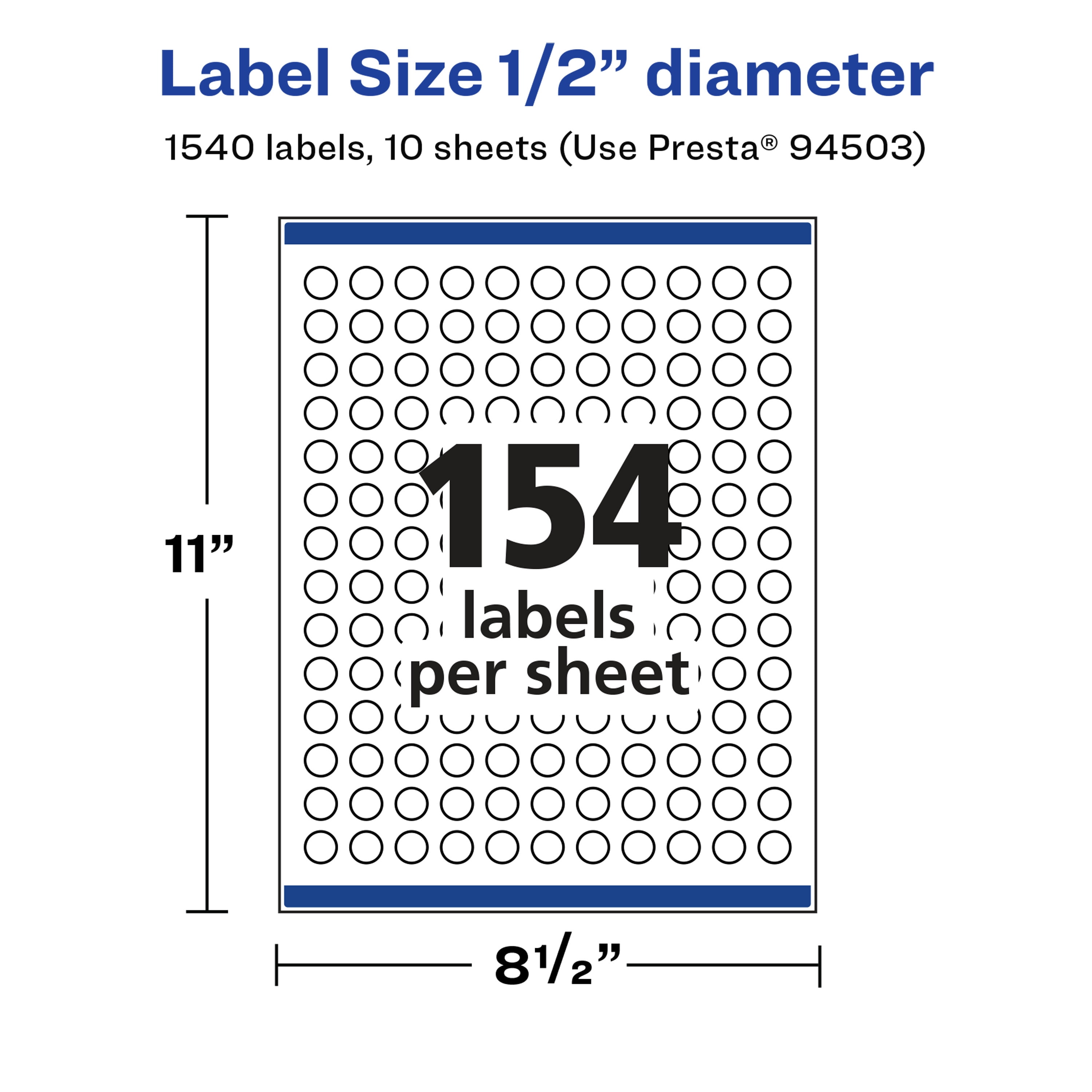Avery Glossy White Round Labels, 1/2" Diameter, 1,540 Total