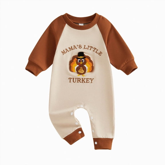 larppty My First Thanksgiving Baby Boy Girl Outfit Little Turkey Romper Jumpsuit Cute Newborn Thanksgiving Clothes