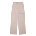 thumbnail image 1 of Timegard Pants for Women Straight Leg Solid Color Cargo Pants Lounge Pants with Pockets Fall Outdoor, 1 of 5
