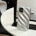 thumbnail image 5 of Cute Curly Wave Case for iPhone 12 6.1 inches, Water Ripple Pattern Phone Case Slim Shockproof Satin Glossy Cover for Girls Boys Silicone 3D Non-Slip Case -Silver, 5 of 11