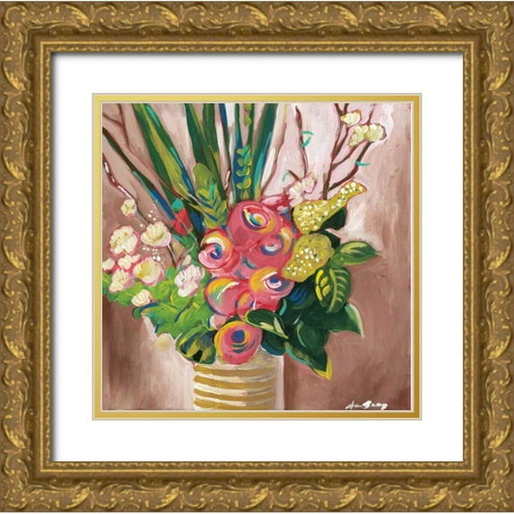 Seay, Anne 20x20 Gold Ornate Wood Framed with Double Matting Museum Art Print Titled - Floral Arrangement
