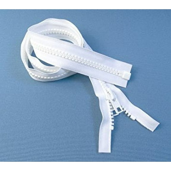 Zipper, 108" Inch, YKK, White, #10, Seperating Zipper, Double Metal Slider, Boat Canvas