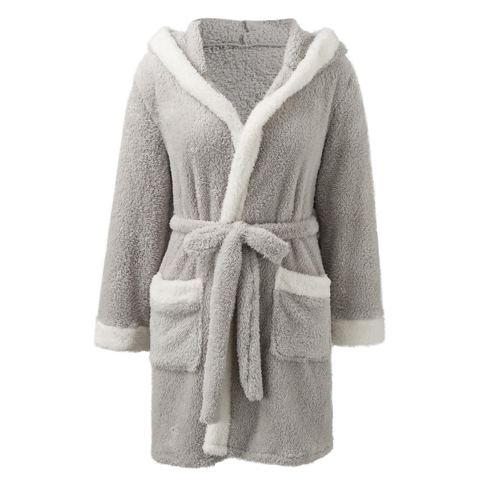 BONIXOOM Christmas Pajamas For Women Matching Family Christmas Pajamas Sleepwear Belt Long Sleeve Sleep Tops Solid Gray S