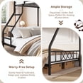 thumbnail image 4 of Space-Saving Metal Twin Over Full Size Bunk Bed – Robust Frame with Ladder & Full-Length Guardrails – Great for Adults & Teens – Sturdy Slats, No Box Spring Needed – Matte Black Sand Texture, 4 of 6