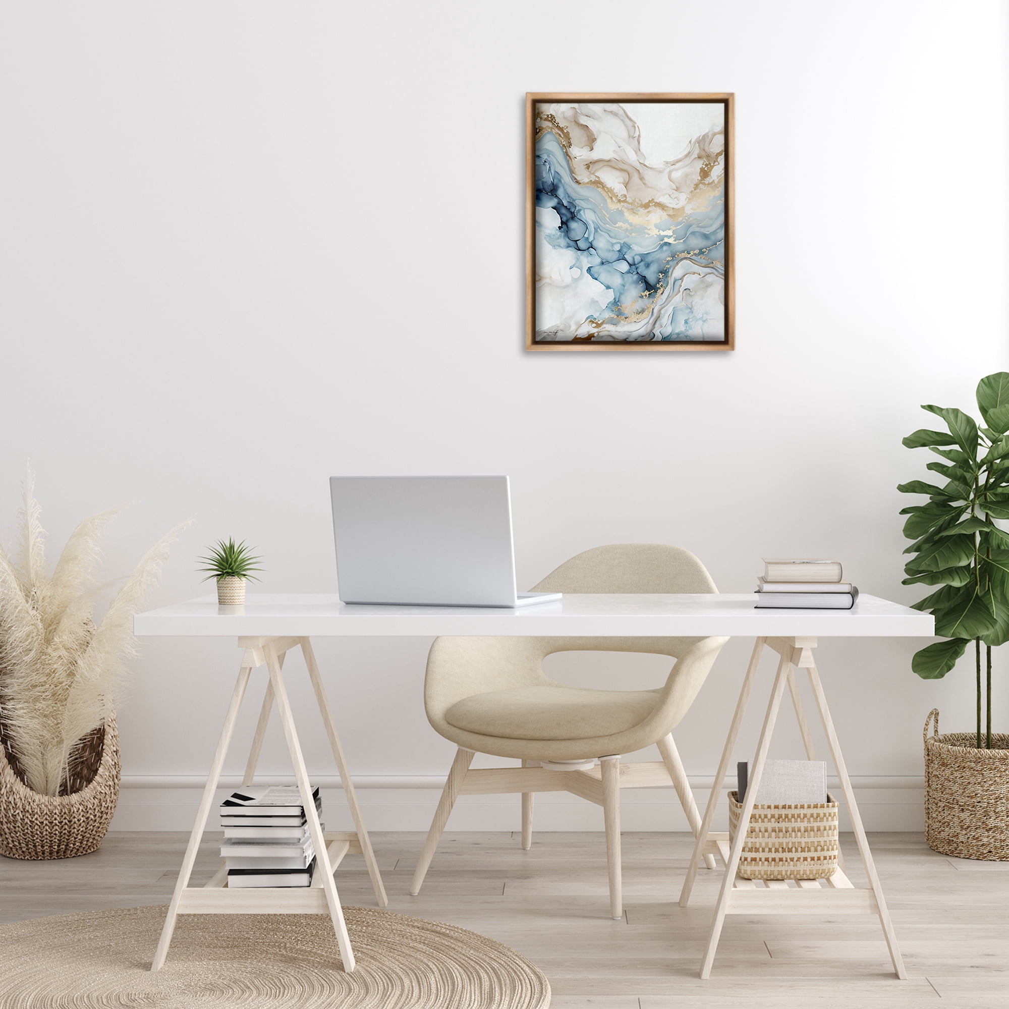 Stupell Industries Chic Geode Pattern Abstract Painting Brown Floater Framed Canvas Art Print Wall Art, 17 x 21