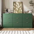 thumbnail image 7 of Furniway Fluted Large Green Dresser,9 Drawer Double Dresser, Modern Chest of Drawers Wide Chest of Drawers with Golden Handles for Bedroom, Living Room, Entryway and Closet, 63" L x 15.7" D x 31.5" H, 7 of 7