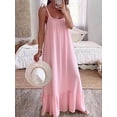thumbnail image 3 of Aimik Women's Casual Sleeveless Spaghetti Strap U-Neck Regular Pleated Plus Size Long Dress Summer Loose Maxi Dress, 3 of 6