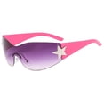 thumbnail image 1 of Fashion Men Women Star Wrap Around Sunglasses Cycling Rimless Futuristic Sunglasses, 1 of 4