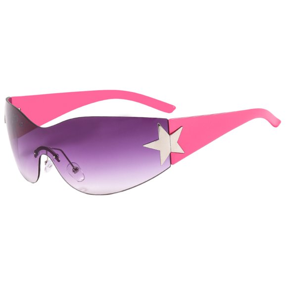 UANWENN Fashion Men Women Star Wrap Around Sunglasses Cycling Rimless Futuristic Sunglasses Hot for Women Womens Hexagonal Quay for Men Leopard Ears 90s Women Frame Glasses for Men Video for Men