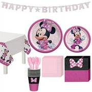 Party City Minnie Mouse Forever Kids Birthday Party Supplies for 8 Guests, Disney Plates, Napkins, Cups, Utensils, and Decorations