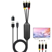USB-C to RCA AV Adapter 3-RCA Cable Screen Mirroring Video/Audio Sync for Phone/Tablet/Laptop to TV/Projector/Car Monitor