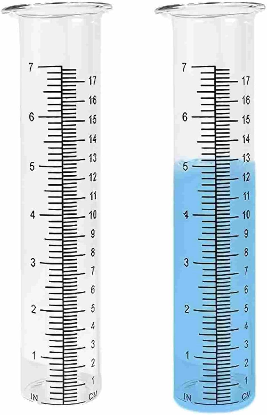RGHJAR-rain Gauge Tube 7-Inch Scale rain gauges Replacement Tube Glass rain gauges Outdoors Easy-to-Read Scale rain Gauge Outdoor Yard（Pack of 2）