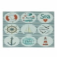 thumbnail image 1 of Nautical Cutting Board, Sea Set Fishes Life Gulls Lighthouse Marine Inspired Maritime Theme, Decorative Tempered Glass Cutting and Serving Board, Small Size, White Red Blue, by Ambesonne, 1 of 1