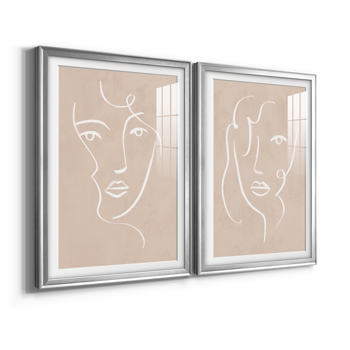 Wexford Home Curly Face I Premium Framed Print, 30.5" x 42.5" - Ready to Hang, Silver (Set of 2)