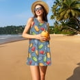 thumbnail image 3 of Easygdp Fruit Ice Cream para Vestido Transpirable de Mujer, Vestido Suelto de Manga Corta con Pliegues y Bolsillos para el Verano, 3 of 7