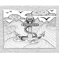 thumbnail image 1 of Anchor Tapestry, Zentangle Style Ocean and Clouds Hand Drawn Artistic Arrangement Marine Theme, Wall Hanging for Bedroom Living Room Dorm Decor, 80W X 60L Inches, Black and White, by Ambesonne, 1 of 2