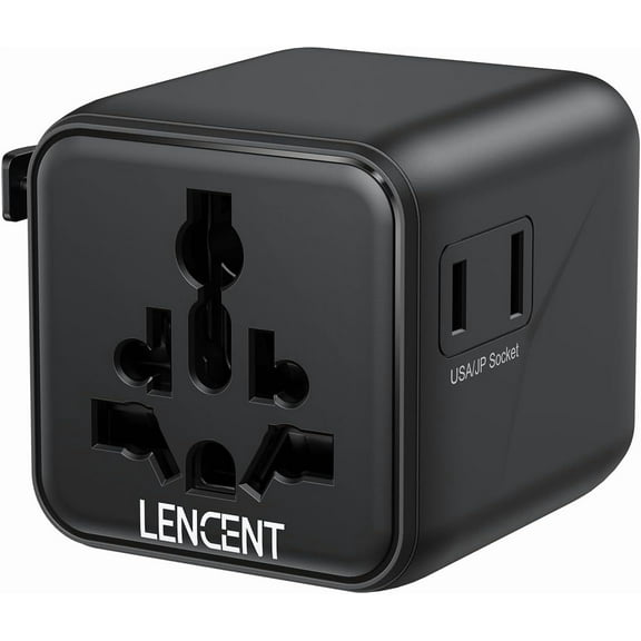 Universal Travel Plug Adapter,International Power Adaptor with Dual AC Outlet, Worldwide Wall Charger for US to Europe UK Iceland Spain Italy France Australia(Type C/G/A/I),Black
