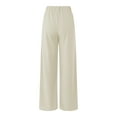 thumbnail image 5 of Jxximdong Palazzo Pants for Women, Elegant Loose Wide Leg Pants Plain Lightweight Stretchy Casual Trousers with Pockets, Beige Womens Casual Trousers, 5 of 7