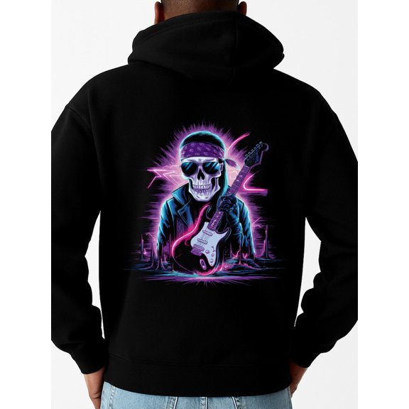Guitar Skull Hoodie sweatshirt fire skeleton men long sleeve black hoodies for autumn and winter Clothing halloween 3d idk Original Unisex Shirt Printed tshirts Retro Unisex Shirt Crewneck tshirts