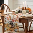 thumbnail image 4 of Fall Table Runner Thanksgiving Pumpkin Raccoon Table Runners Sunflower Maple Leaf Orange Plaid Linen Cotton Linen Dresser Scarf Kitchen Dining Table Decor for Fall Holiday Party Decor 13x72 Inch, 4 of 9
