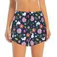 thumbnail image 4 of Lsque Floral Rabbit Printed Women's Running Shorts with Liner Pockets,Elastic Quick Dry Workout Athletic Gym Yoga Shorts,Womens High Waist Shorts-Large, 4 of 9