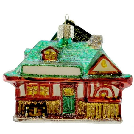 Old World Christmas TRAIN STATION Glass Ornament Christmas Railroad (Best Railway Station In The World)