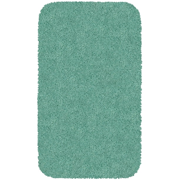 Mainstays Basic Bath Rug, Clearly Aqua, 19.5" x 32"