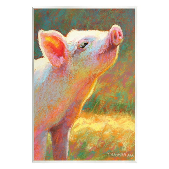 Happy Pink Pig Sunny Farm Animals & Insects Painting Unframed Art Print Wall Art